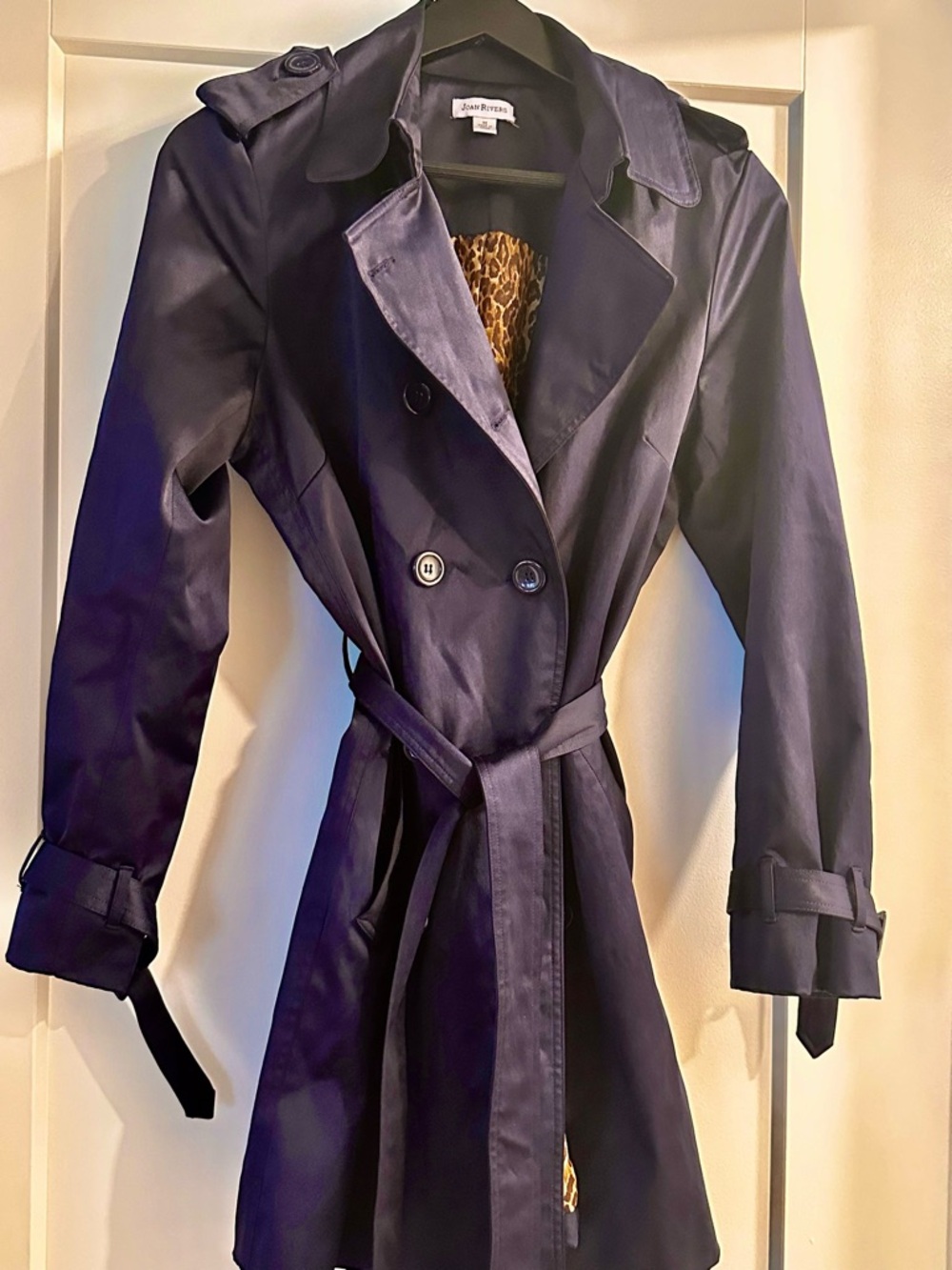 Navy Trench Coat - Double-Breasted Women's Coat